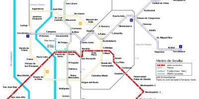 Mapa metra w Sewilli 
