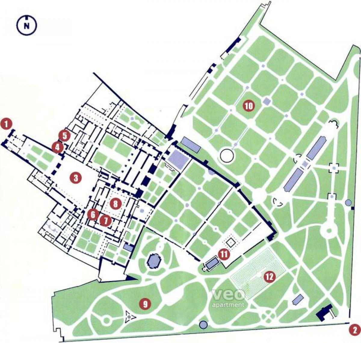 alkazar w Sewilli mapie