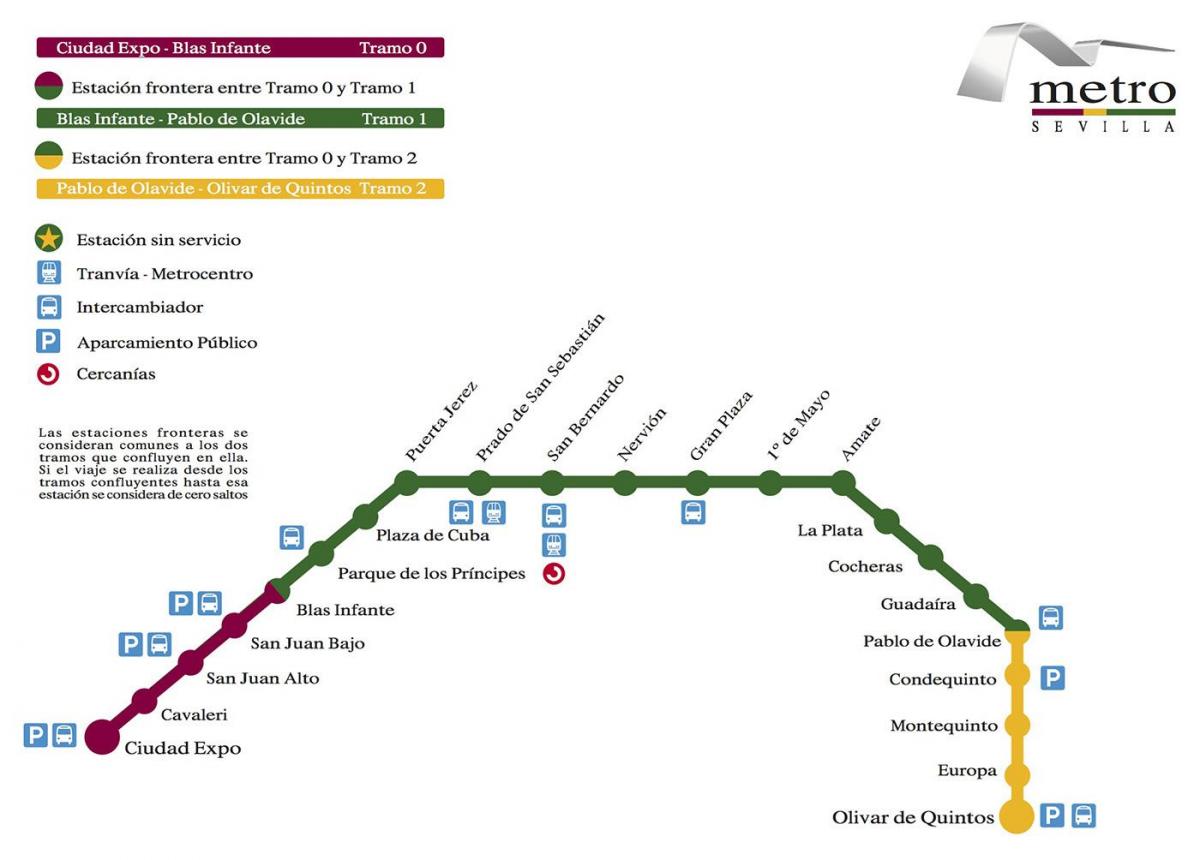 metra w Sewilli mapie