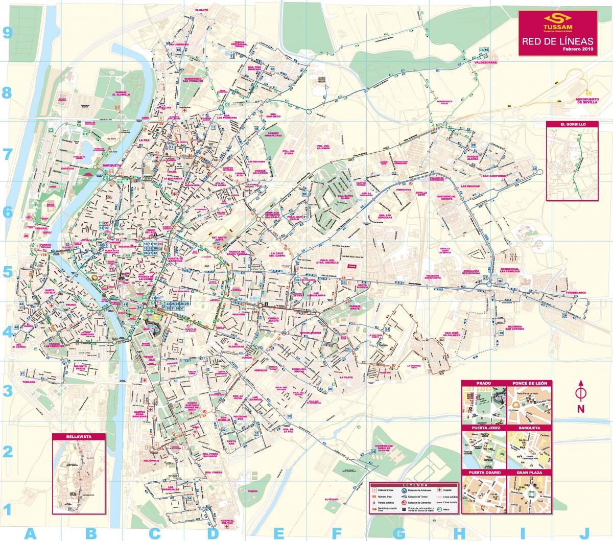 mapa dworca autobusowego w Sewilli 