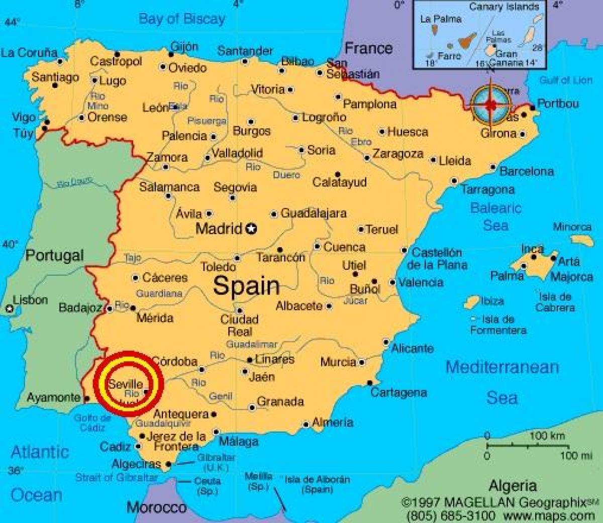 Sewilla Hiszpania mapa