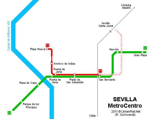 mapa Sewilli tramwaj