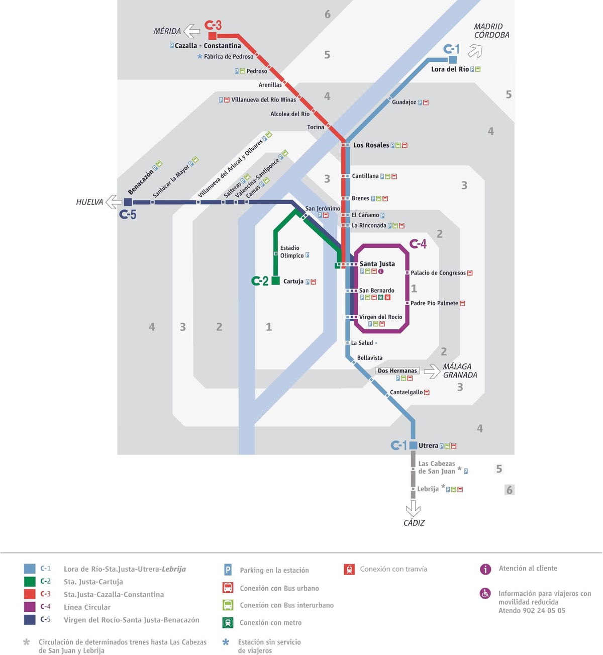 mapa Sewilli pociąg