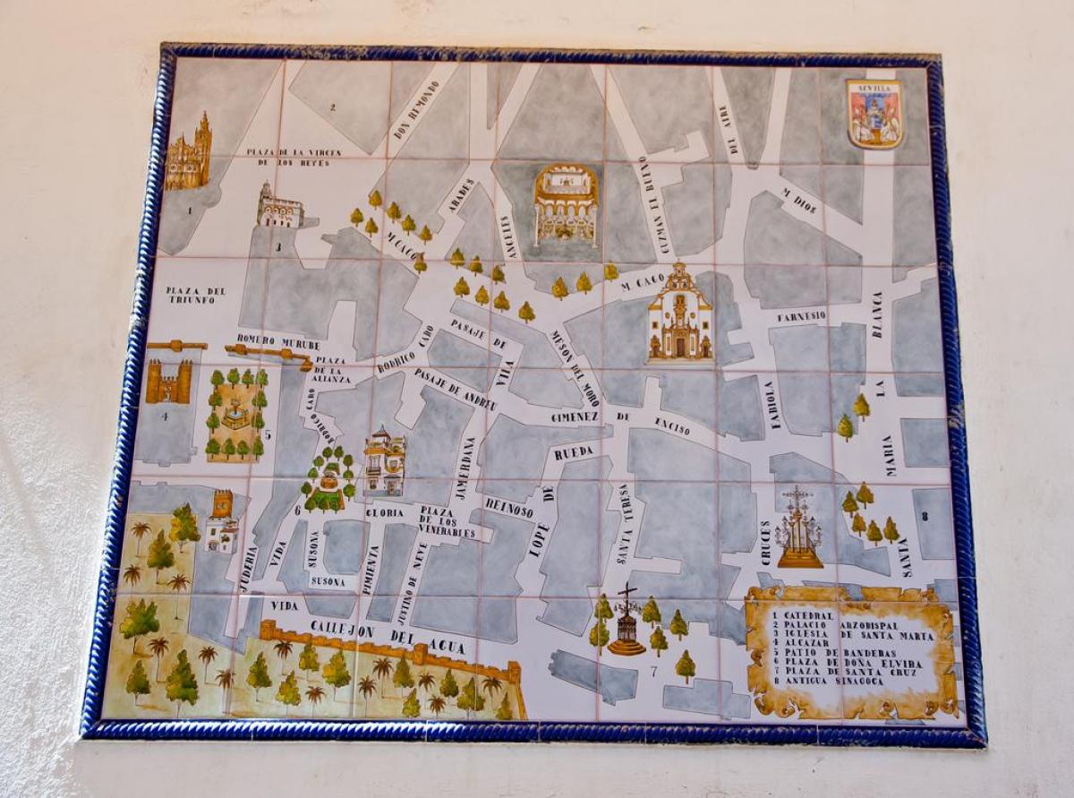 mapa dzielnicy żydowskiej w Sewilli
