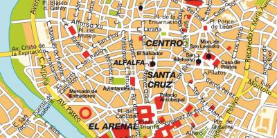 Mapa Sewilla, Hiszpania centrum miasta 